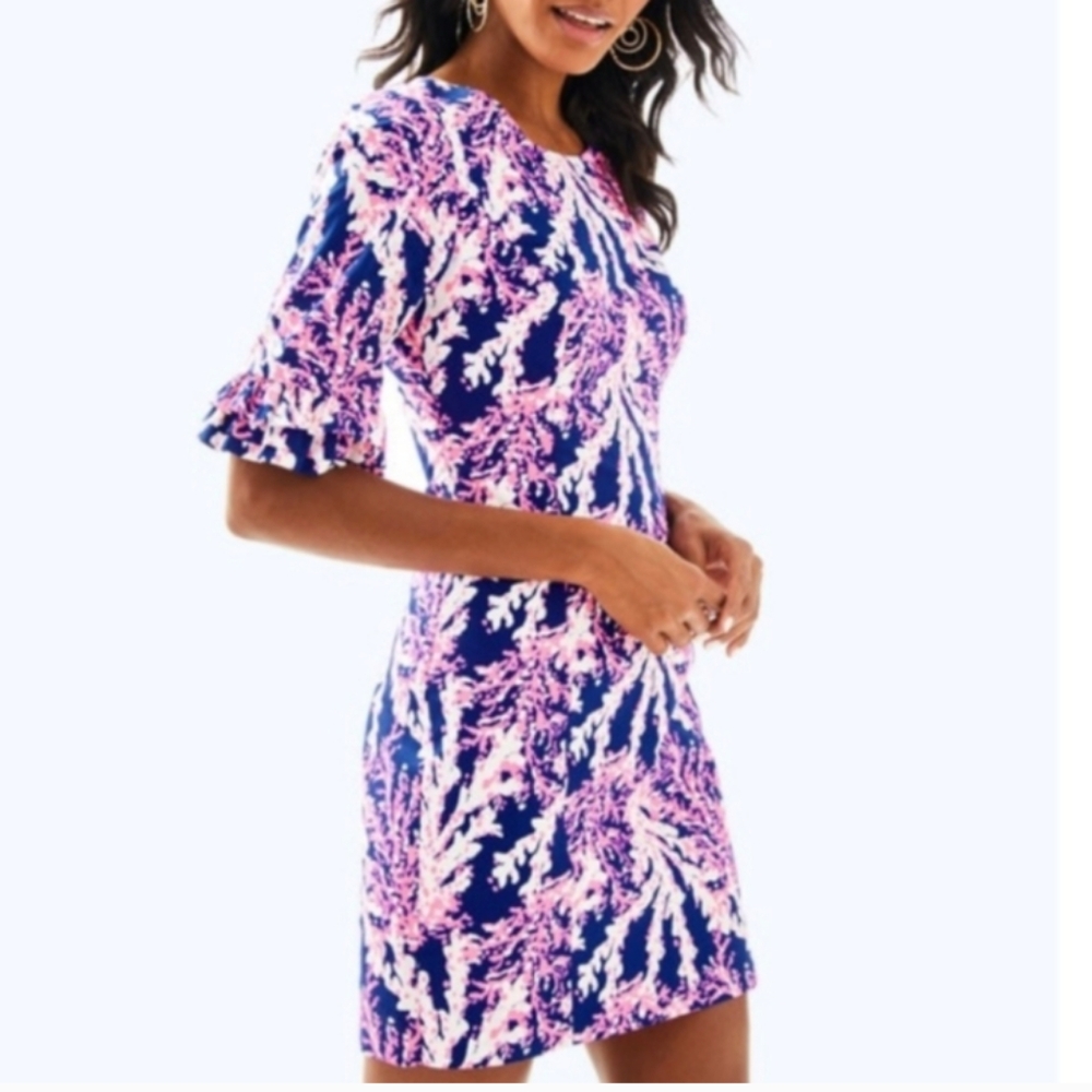 Lilly Pulitzer Beyond The Sea Midi Dress. Size 2. Ocean Coral Print. Resort.